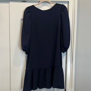 DKNY Elegant Navy Puff Sleeve Dress
